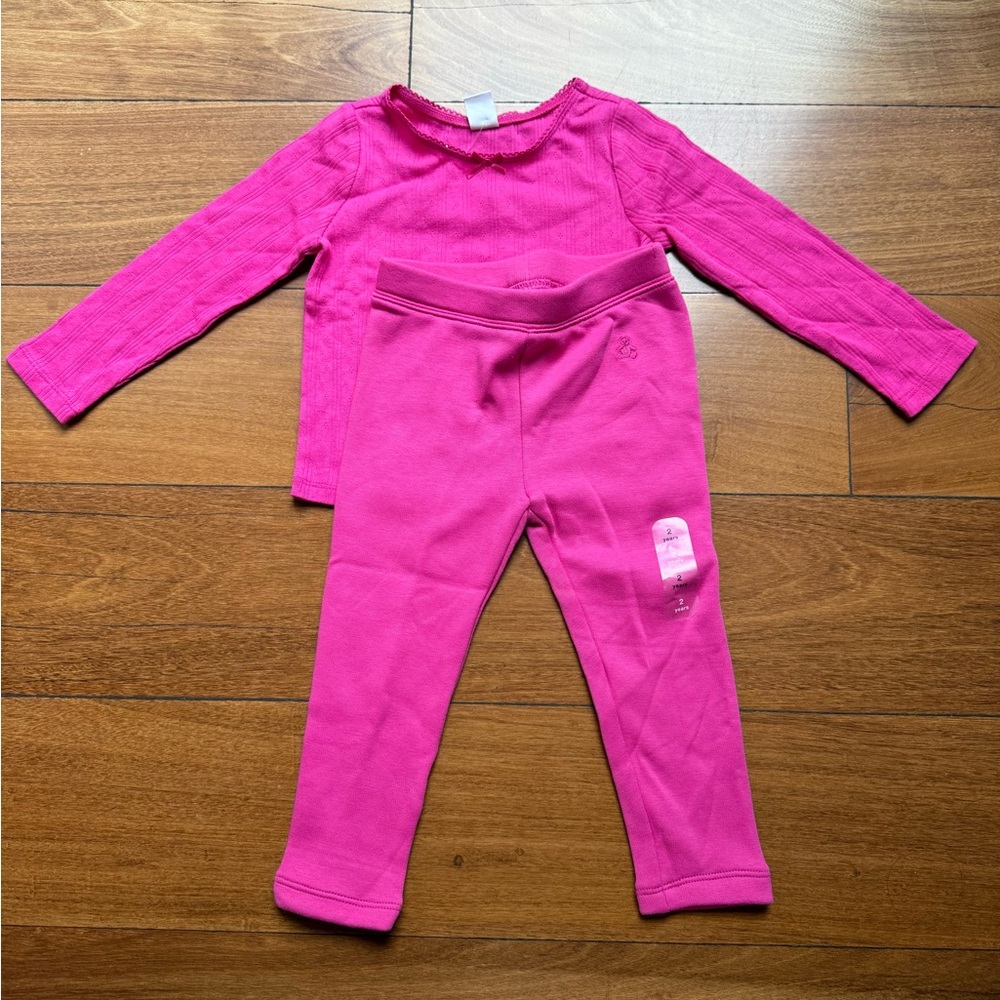 GAP kids Pink Long Sleeve Top and Plush Leggings Set